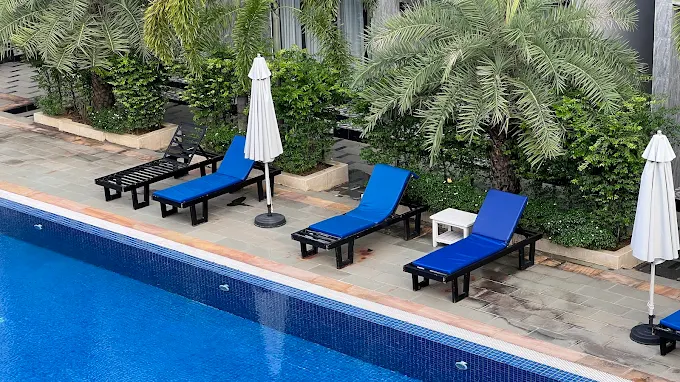 Poolside sun loungers