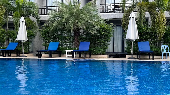 Pool deck with loungers